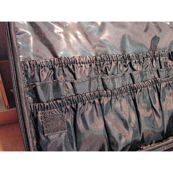 Large Makeup Crafts Storage Bag Case Zip Movable Compartments Strap Black Travel - Picture 7 of 12